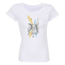 T-shirt Femme BLANC Beach Smash Visuel Jaune et Turquoise