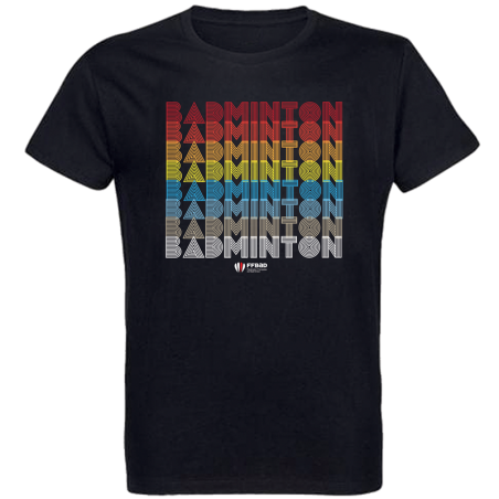 T-shirt NOIR Seventies BADMINTON