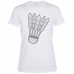 T-shirt femme volant Mandala Badminton Blanc